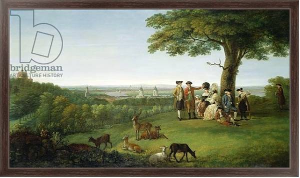 Постер One Tree Hill, Greenwich, with London in the Distance, 1779 с типом исполнения На холсте в раме в багетной раме 221-02