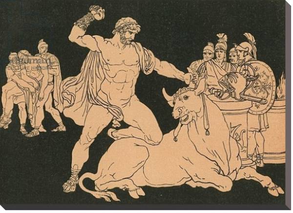 Постер Entellus killing the Bull с типом исполнения На холсте без рамы