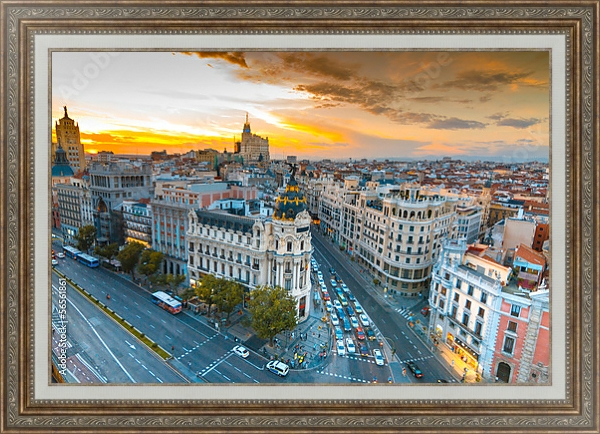 Постер Испания. Мадрид. Панорамный вид с типом исполнения На холсте в раме в багетной раме 595.M52.330