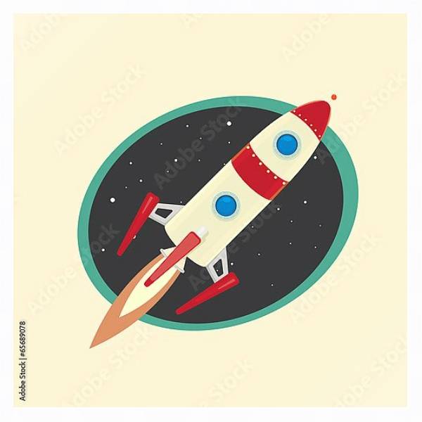Постер Взлетающая ракета с типом исполнения На холсте в раме в багетной раме 221-03