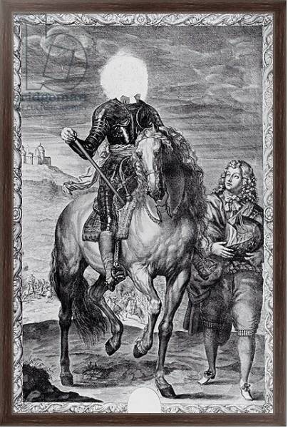 Постер Defaced equestrian portrait of Charles I, engraved by Pierre Lombart с типом исполнения На холсте в раме в багетной раме 221-02