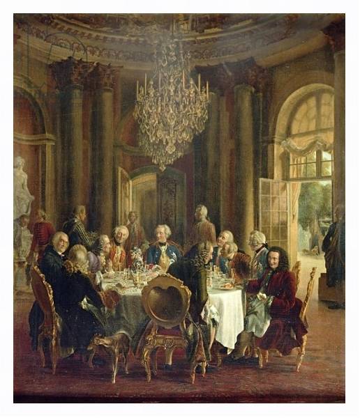 Постер Dinner Table at Sanssouci, 1850 с типом исполнения На холсте в раме в багетной раме 221-03