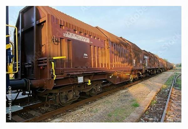 Постер Вагоны грузового поезда с типом исполнения На холсте в раме в багетной раме 221-03