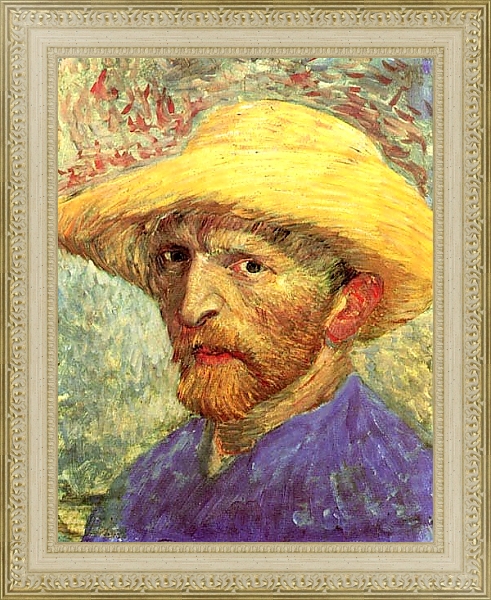 Постер Автопортрет с соломенной шляпой 3 с типом исполнения На холсте в раме в багетной раме 484.M48.725