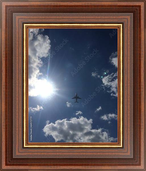 Постер Самолет в синем небе с типом исполнения На холсте в раме в багетной раме 35-M719P-83