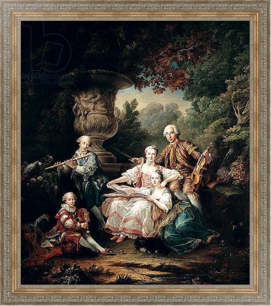 Постер Louis du Bouchet Marquis de Sourches and his Family, 1750 с типом исполнения На холсте в раме в багетной раме 484.M48.310