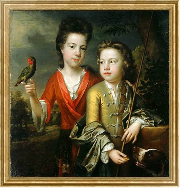 Постер Двое детей с типом исполнения На холсте в раме в багетной раме NA033.1.051