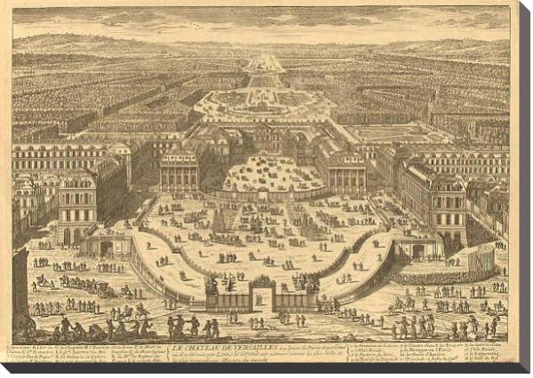 Постер Панорама дворцов и парков Версаля с типом исполнения На холсте без рамы