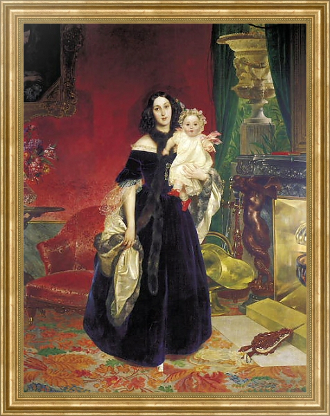 Постер Портрет Марии Аркадьевны Бек с дочерью. 1840 с типом исполнения На холсте в раме в багетной раме NA033.1.051