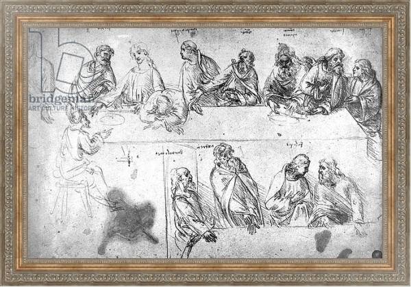 Постер Preparatory drawing for the Last Supper с типом исполнения На холсте в раме в багетной раме 484.M48.310