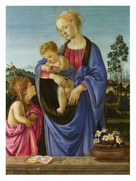Постер Дева Мария с младенцем и Святым Джоном с типом исполнения На холсте в раме в багетной раме 221-03