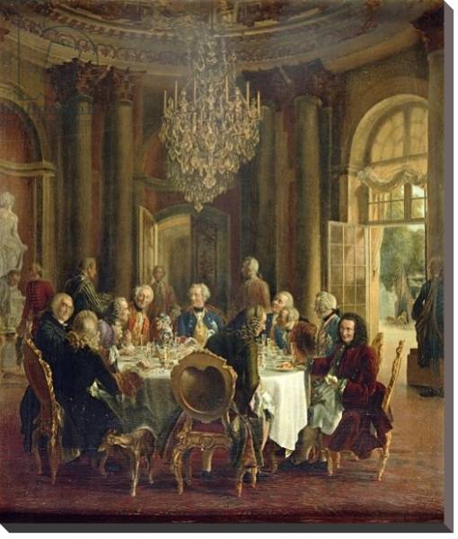 Постер Dinner Table at Sanssouci, 1850 с типом исполнения На холсте без рамы