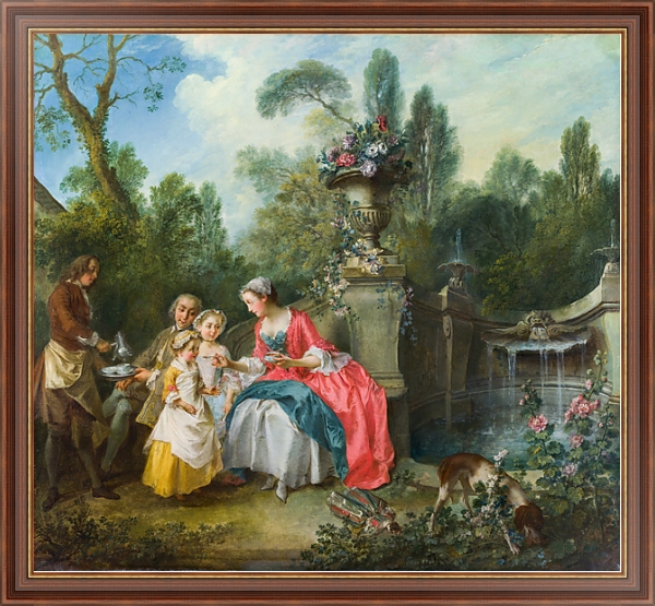 Постер Кофепитие в саду с типом исполнения На холсте в раме в багетной раме 35-M719P-83