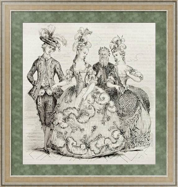 Постер Court Ball in 1785: Costumes of marie Antoniette, Counts of Provence and Count of Artois. Created by с типом исполнения Акварель в раме в багетной раме 485.M40.584