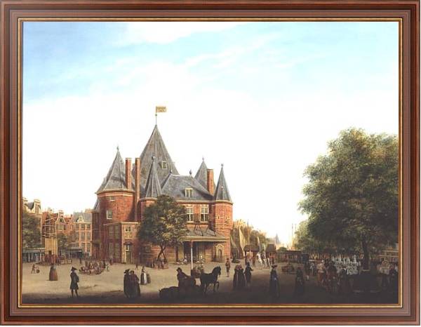 Постер Вид на новый рынок, Амстердам с типом исполнения На холсте в раме в багетной раме 35-M719P-83