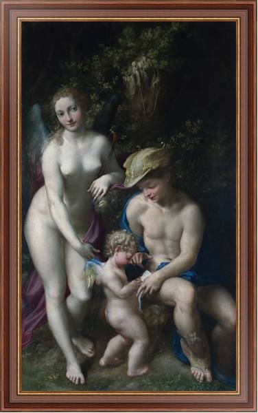 Постер Венера с Меркурием и Купидоном с типом исполнения На холсте в раме в багетной раме 35-M719P-83
