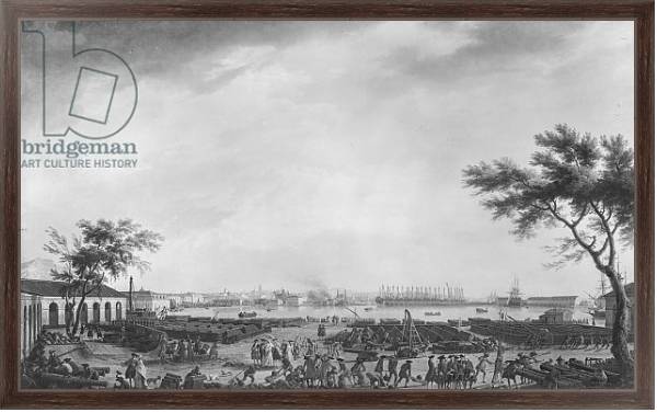 Постер New Port and Arsenal of Toulon, seen from the artillery depot, 1755 с типом исполнения На холсте в раме в багетной раме 221-02