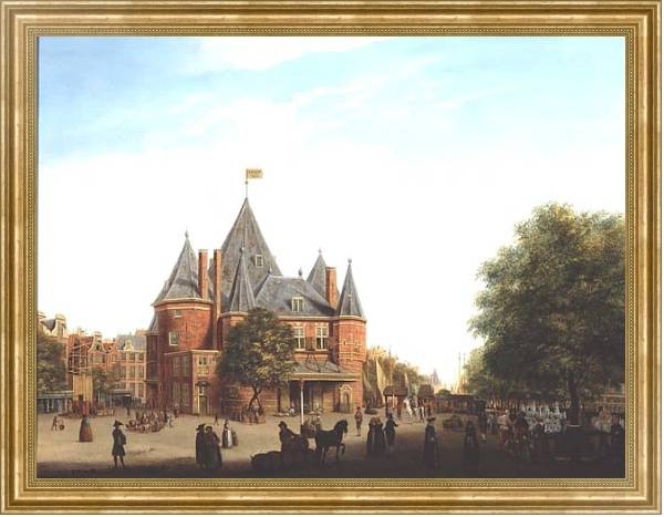 Постер Вид на новый рынок, Амстердам с типом исполнения На холсте в раме в багетной раме NA033.1.051