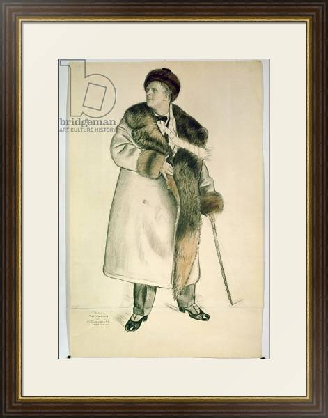 Постер Portrait of the Opera Singer Feodor Ivanovich Chaliapin 1920-21 с типом исполнения Под стеклом в багетной раме 1.023.036