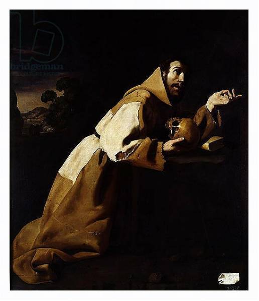Постер St. Francis in Meditation, 1639 с типом исполнения На холсте в раме в багетной раме 221-03