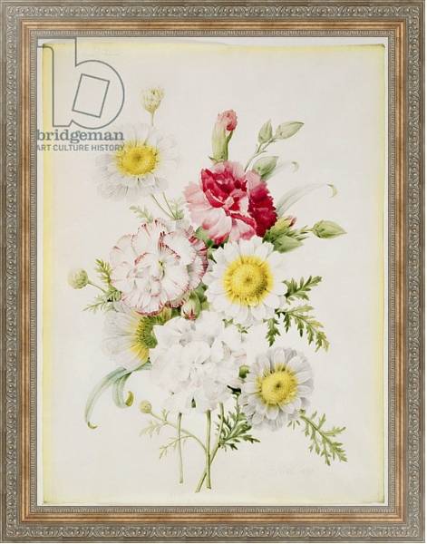 Постер Bunch of Mixed Carnations and White Marigolds, 1839 с типом исполнения На холсте в раме в багетной раме 484.M48.310
