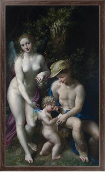 Постер Венера с Меркурием и Купидоном с типом исполнения На холсте в раме в багетной раме 221-02