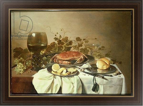 Постер Breakfast still life with roemer and a crab с типом исполнения На холсте в раме в багетной раме 1.023.151