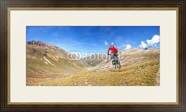 Постер Скоростной спуск на горном велосипеде с типом исполнения Под стеклом в багетной раме 1.023.036