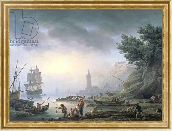 Постер Seaport at Dawn, 1751 с типом исполнения На холсте в раме в багетной раме NA033.1.051