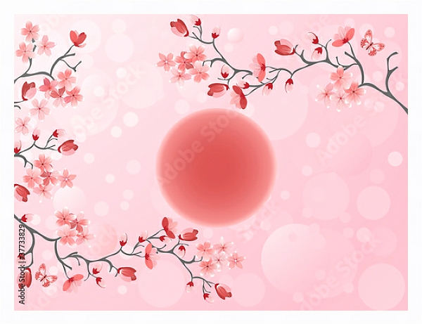 Постер Вишневый розовый цвет с типом исполнения На холсте в раме в багетной раме 221-03