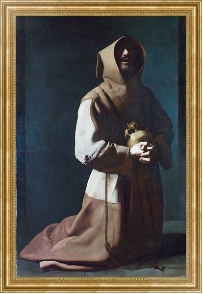 Постер Святой Франсис медитирует 2 с типом исполнения На холсте в раме в багетной раме NA033.1.051