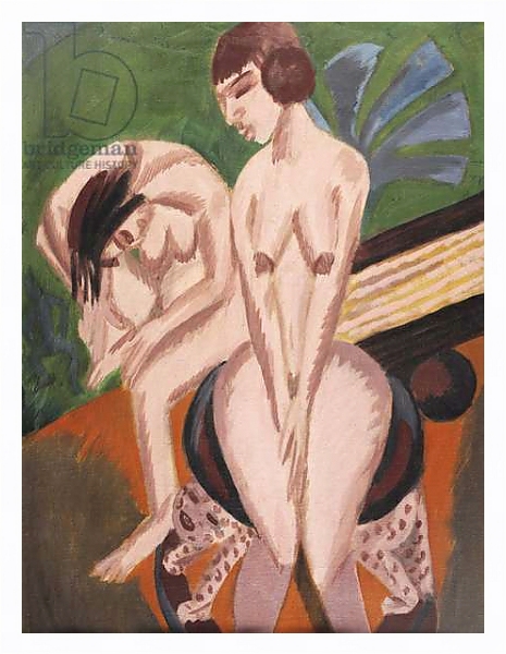 Постер Two Nudes in the Room; Zwei Akte im Raum, 1914 с типом исполнения На холсте в раме в багетной раме 221-03