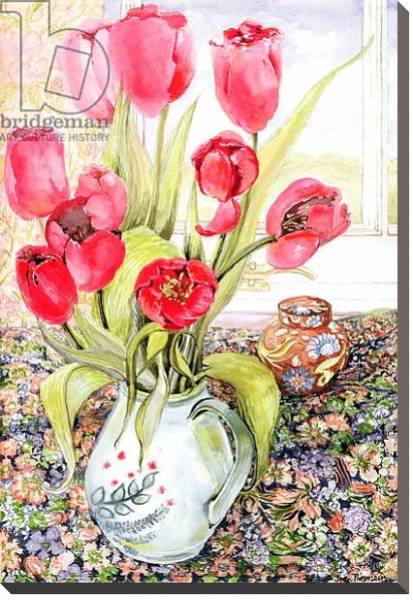 Постер Tulips in a Rye Jug с типом исполнения На холсте без рамы