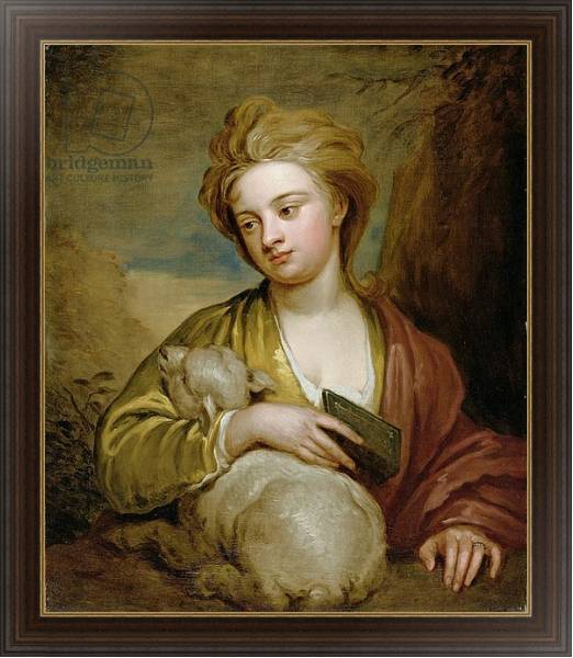 Постер Portrait of a Woman as St. Agnes, traditionally identified as Catherine Voss, c.1705-10 с типом исполнения На холсте в раме в багетной раме 1.023.151