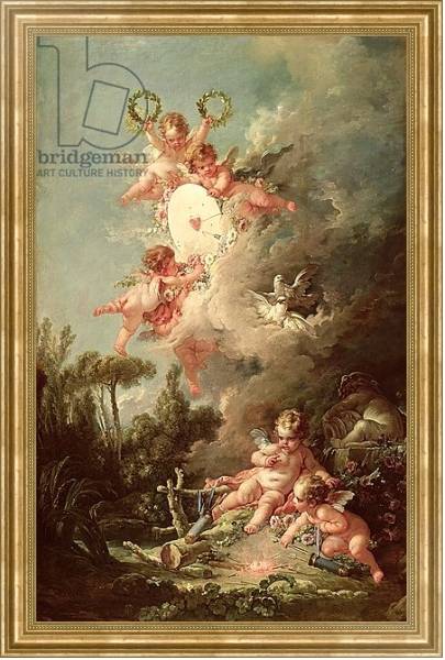 Постер Cupid's Target, from 'Les Amours des Dieux', 1758 с типом исполнения На холсте в раме в багетной раме NA033.1.051