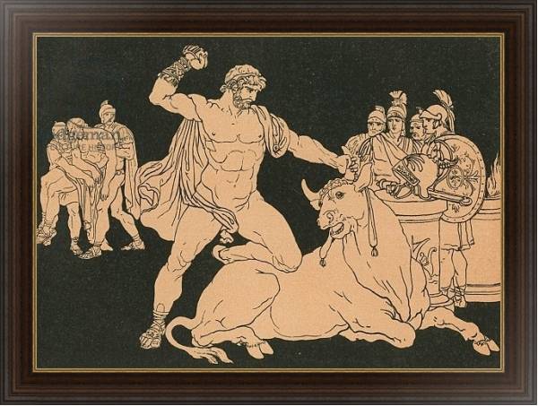 Постер Entellus killing the Bull с типом исполнения На холсте в раме в багетной раме 1.023.151