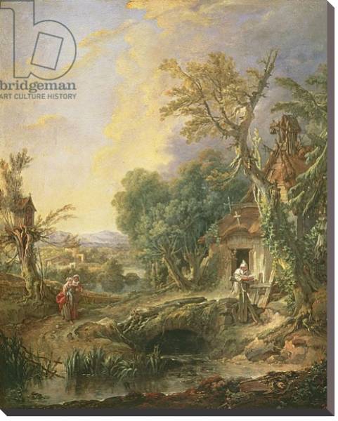 Постер Landscape with a Hermit, 1742 с типом исполнения На холсте без рамы