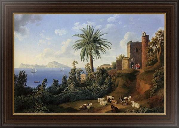 Постер Blick vom Posillipo auf die Insel Capri с типом исполнения На холсте в раме в багетной раме 1.023.151