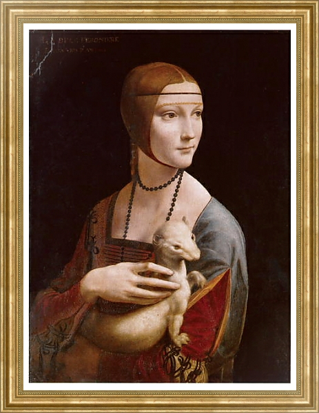 Постер Дама с горностаем с типом исполнения На холсте в раме в багетной раме NA033.1.051