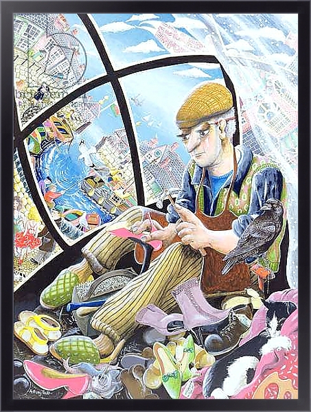Постер Jack Black cobbles and fantasises about his customers shapely feet, 2007 с типом исполнения На холсте в раме в багетной раме 221-01