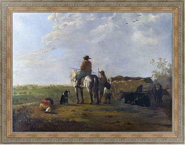 Постер Пастух с помошниками и скотом с типом исполнения На холсте в раме в багетной раме 484.M48.310