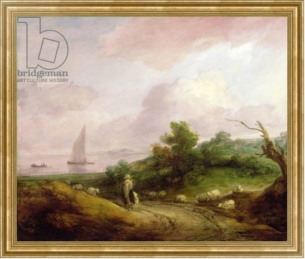 Постер Coastal Landscape with a Shepherd and his Flock, c.1783-4 с типом исполнения На холсте в раме в багетной раме NA033.1.051