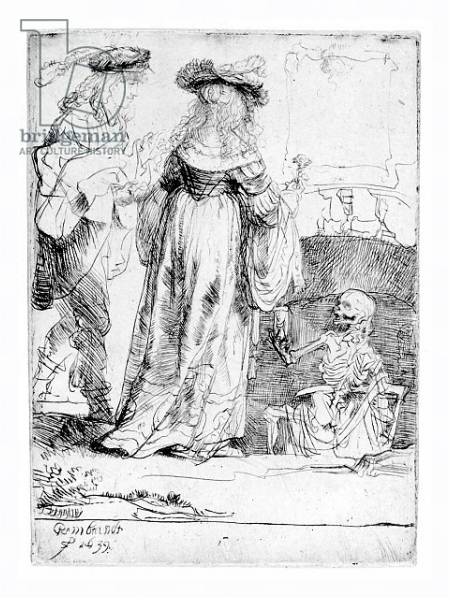 Постер Death appearing to a wedded couple from an open grave, 1639 с типом исполнения На холсте в раме в багетной раме 221-03