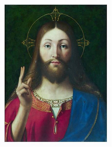 Постер Иисус благословляющий с типом исполнения На холсте в раме в багетной раме 221-03