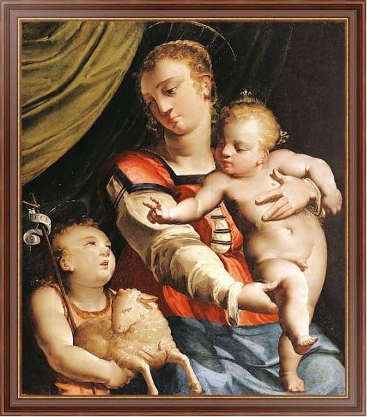 Постер Дева с младенцем и Иоанн Креститель с типом исполнения На холсте в раме в багетной раме 35-M719P-83