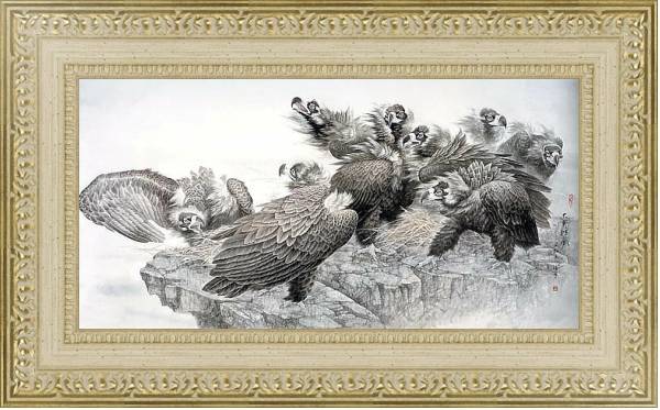 Постер Восточные птицы 22 с типом исполнения Акварель в раме в багетной раме 484.M48.725