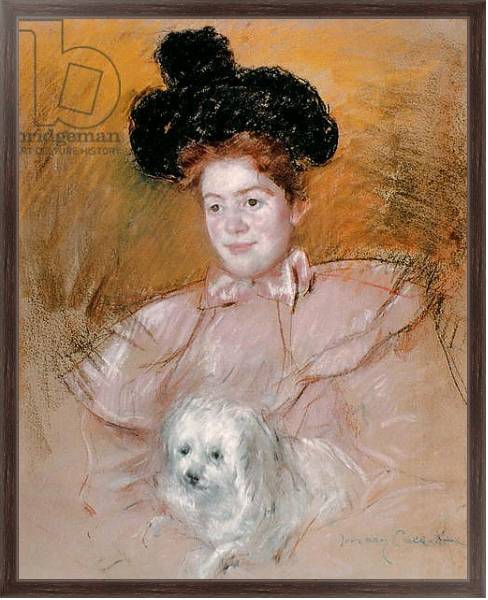 Постер Woman holding a dog с типом исполнения На холсте в раме в багетной раме 221-02