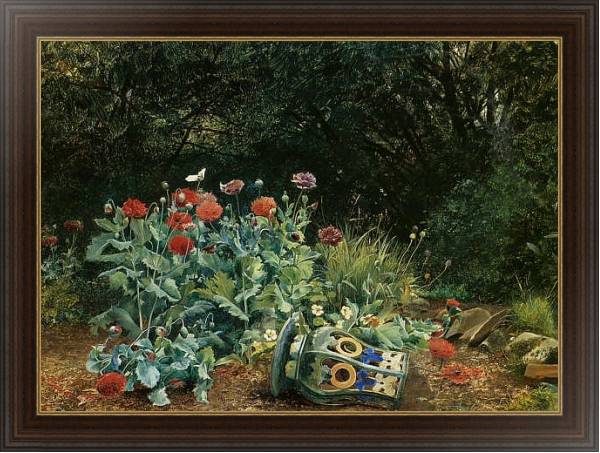 Постер Летние цветы в тихом уголке сада с типом исполнения На холсте в раме в багетной раме 1.023.151