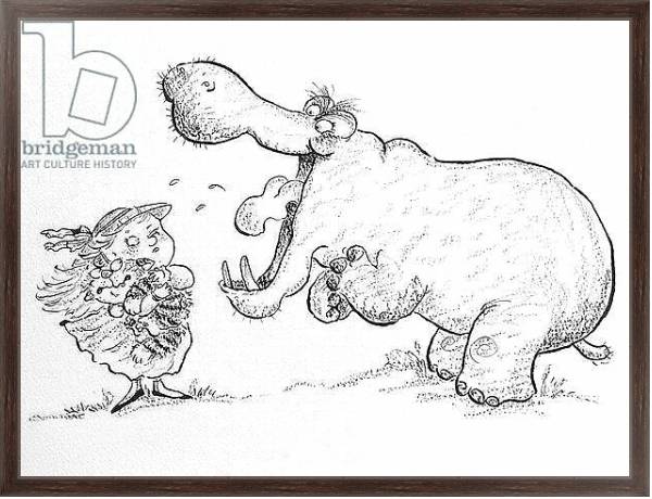 Постер 'I'm Not Scared of You, Mr Hippo' с типом исполнения На холсте в раме в багетной раме 221-02