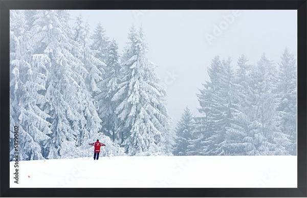 Постер Лыжник в зимнем лесу с типом исполнения На холсте в раме в багетной раме 1727.8010